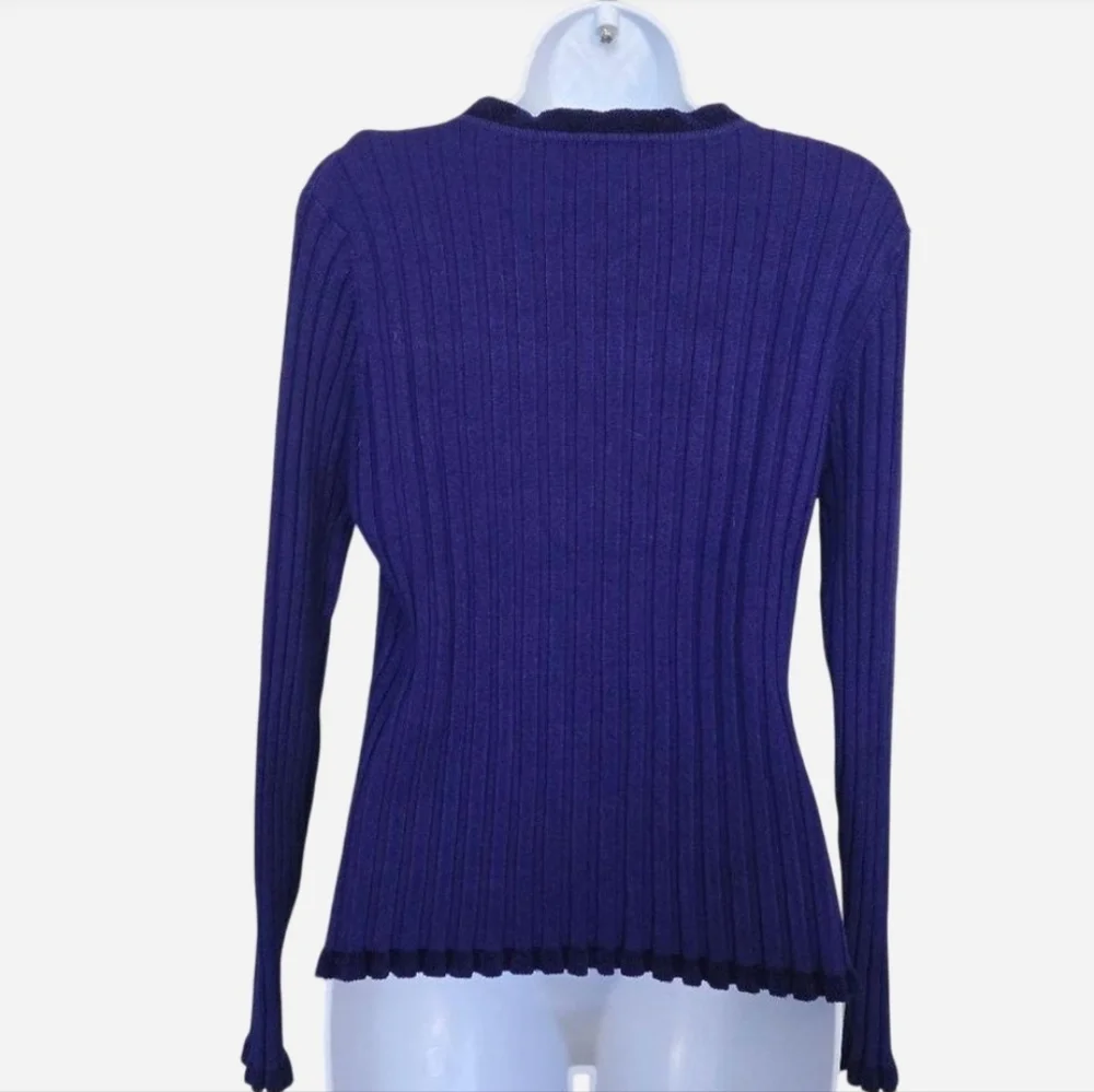 Vintage Y2K Purple Ribbed Knit Sweater